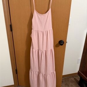 SHEIN Light Pink Tiered Maxi Dress with Spaghetti Straps